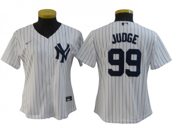 Women New York Yankees #99 Aaron Judge Player Name Jersey - White/Gray/Navy