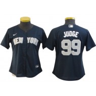 Women New York Yankees #99 Aaron Judge Player Name Jersey - White/Gray/Navy