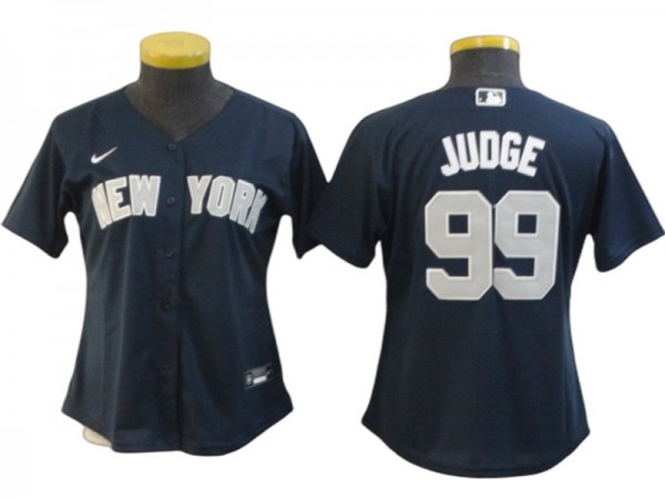 Women New York Yankees #99 Aaron Judge Player Name Jersey - White/Gray/Navy