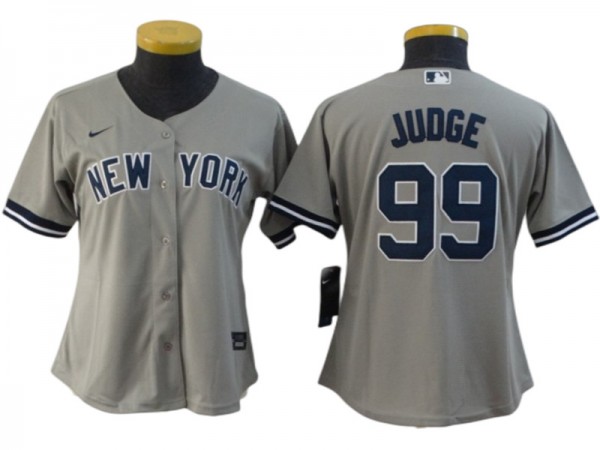 Women New York Yankees #99 Aaron Judge Player Name Jersey - White/Gray/Navy