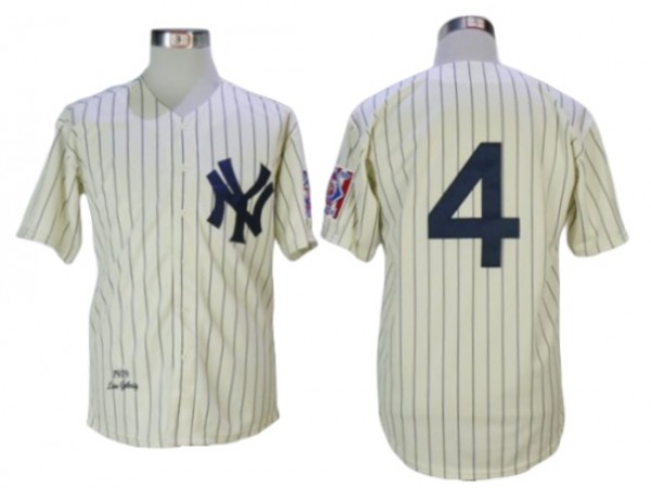 New York Yankees #4 Lou Gehrig Cream 1939 Throwback Jersey