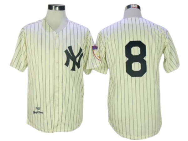 New York Yankees #8 Yogi Berra Cream 1951 Throwback Jersey