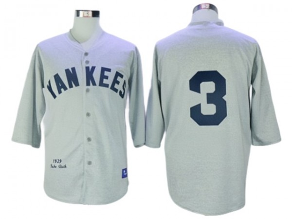 New York Yankees #3 Babe Ruth Gray 1929 Throwback Jersey