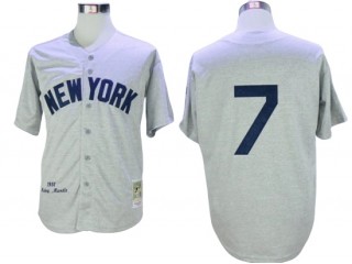 New York Yankees #7 Mickey Mantle 1952 Gray Road Throwback Jersey