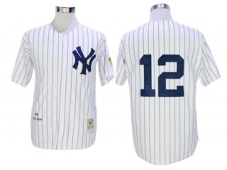 New York Yankees #12 Wade Boggs White 1996 Throwback Jersey