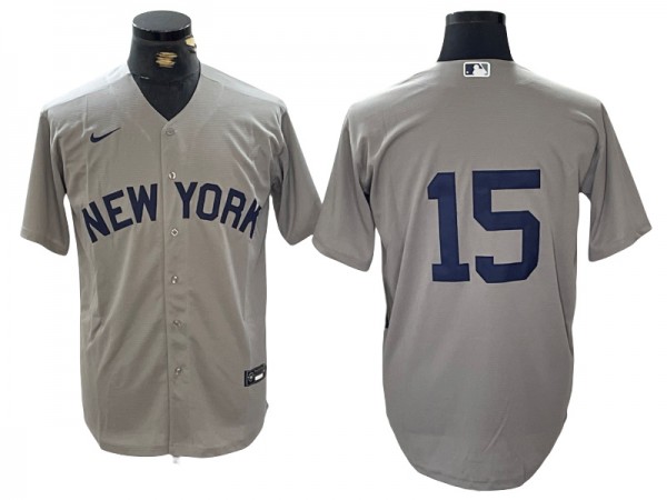 New York Yankees #15 Thurman Munson Away Limit Jersey - Gray