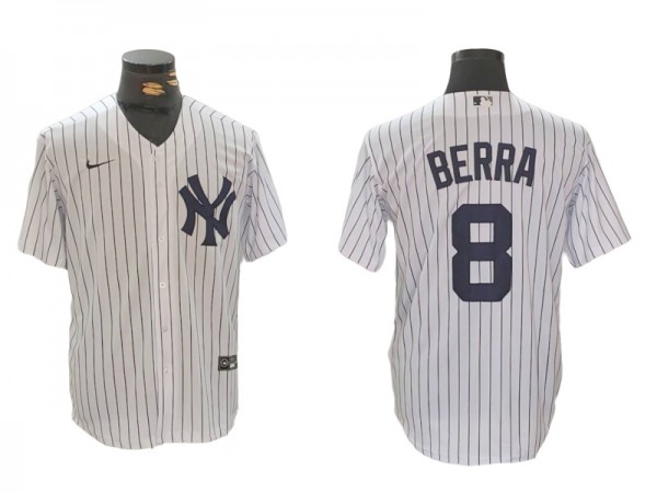 New York Yankees #8 Yogi Berra Home Player Name Jersey - White