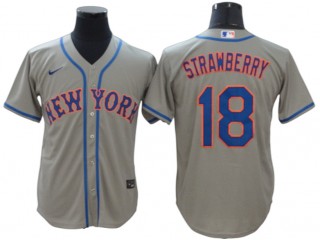 New York Mets #18 Darryl Strawberry Gray Road Cool Base Jersey