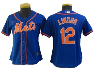 Women's New York Mets #12 Francisco Lindor Cool Base Jersey - Royal/White