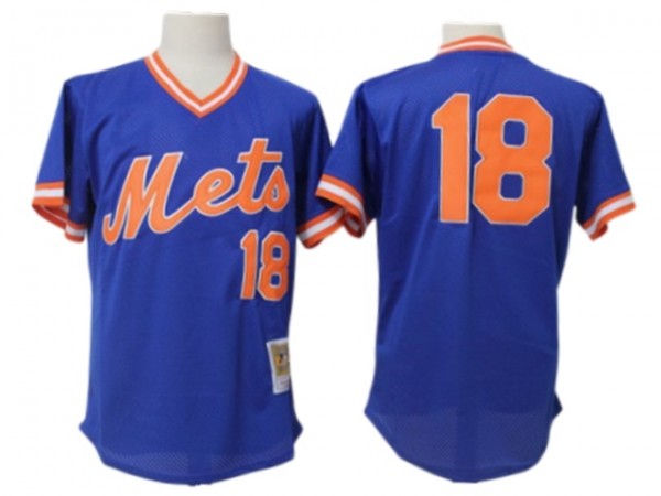 New York Mets #18 Darryl Strawberry Royal Cooperstown Mesh Batting Practice Jersey