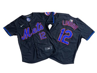 New York Mets #12 Francisco Lindor Black Alternate Limited Jersey