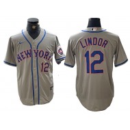 New York Mets #12 Francisco Lindor Gray Road Limited Jersey	