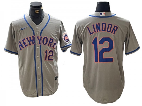 New York Mets #12 Francisco Lindor Gray Road Limited Jersey	