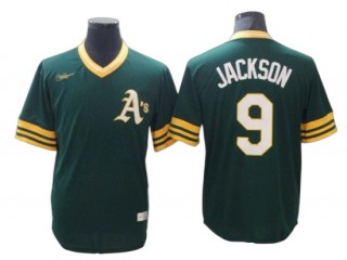 Oakland Athletics #9 Reggie Jackson Kelly Green Road Cooperstown Collection Jersey