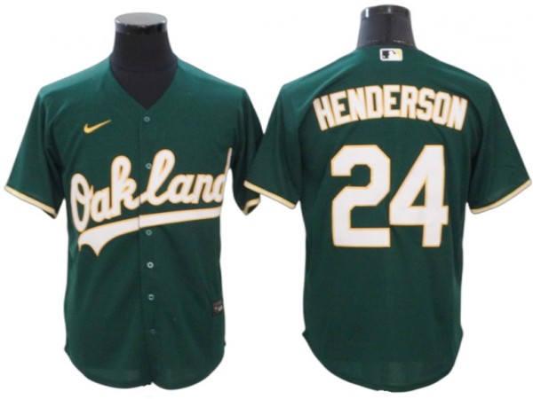 Oakland Athletics #24 Rickey Henderson Green Alternate Cool Base Jersey