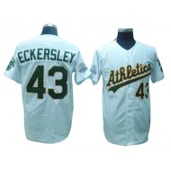 Oakland Athletics #43 Dennis Eckersley White Throwback Jersey