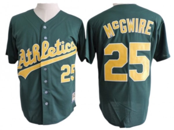 Oakland Athletics #25 Mark McGwire Green Cooperstown Collection Throwback Jersey