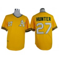 Oakland Athletics #27 Catfish Hunter Gold Throwback Jersey