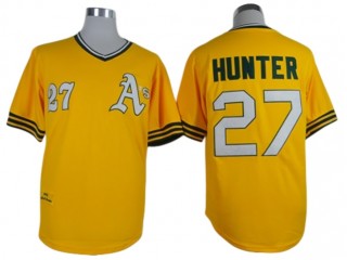 Oakland Athletics #27 Catfish Hunter Gold Throwback Jersey