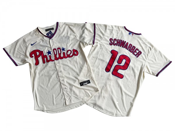 Philadelphia Phillies #12 Kyle Schwarber Cream Alternate Jersey