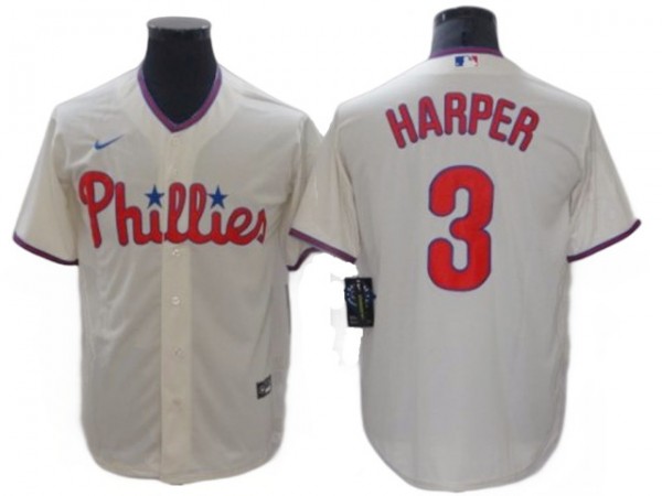 Philadelphia Phillies #3 Bryce Harper Cream Alternate Jersey