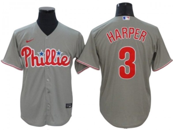 Philadelphia Phillies #3 Bryce Harper Gray Away Jersey