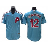 Philadelphia Phillies #12 Kyle Schwarber Light Blue Cool Base Jersey