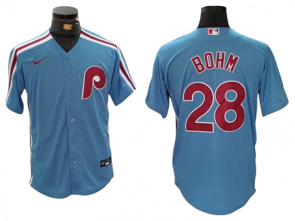 Philadelphia Phillies #28 Alec Bohm Cool Base Jersey - Light Blue