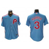 Philadelphia Phillies #3 Bryce Harper Cool Base Jersey - Light Blue