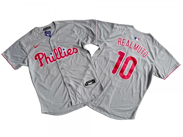 Philadelphia Phillies #10 J.T. Realmuto Gray Away Jersey