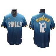 Philadelphia Phillies #12 Kyle Schwarber 2024 City Connect Limited Jersey - Blue