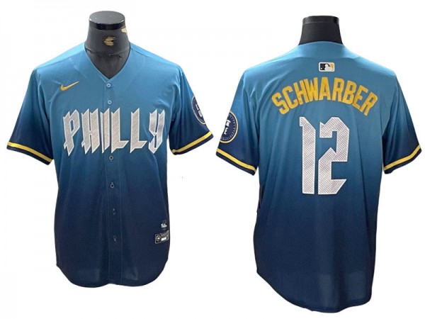 Philadelphia Phillies #12 Kyle Schwarber 2024 City Connect Limited Jersey - Blue