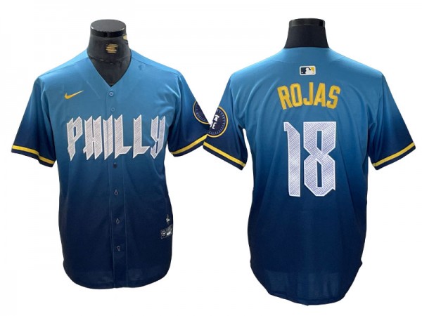 Philadelphia Phillies #18 Johan Rojas Blue 2024 City Connect Limited Jersey