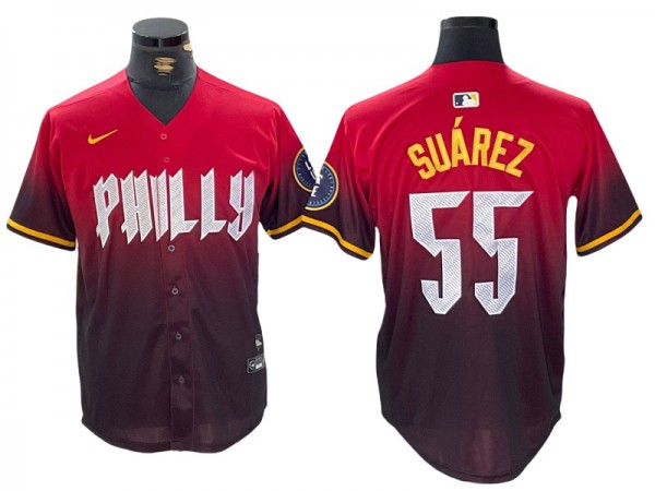 Philadelphia Phillies #55 Ranger Suárez Red 2024 City Connect Limited Jersey