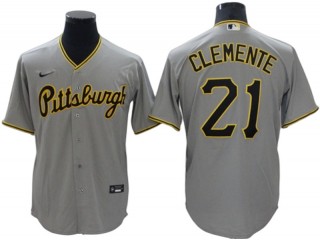 Pittsburgh Pirates #21 Roberto Clemente Gray Road Jersey