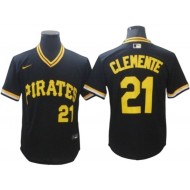 Pittsburgh Pirates #21 Roberto Clemente Black Cooperstown Jersey