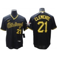 Pittsburgh Pirates #21 Roberto Clemente Black Alternate Cool Base Jersey