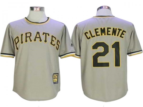 Pittsburgh Pirates #21 Roberto Clemente Gray Cooperstown Collection Jersey