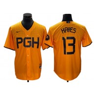 Pittsburgh Pirates #13 Ke'Bryan Hayes Gold City Connect Jersey