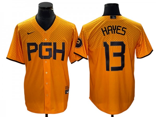 Pittsburgh Pirates #13 Ke'Bryan Hayes Gold City Connect Jersey