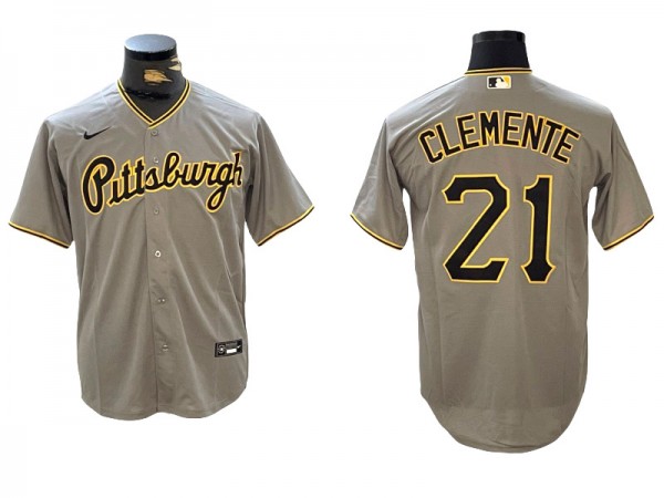 Pittsburgh Pirates #21 Roberto Clemente Gray Road Jersey