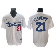 Santurce Crabbers #21 Roberto Clemente White Jersey