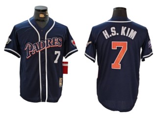 San Diego Padres #7 Ha-Seong Kim Navy Throwback Jersey