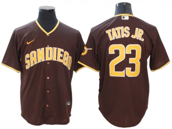 San Diego Padres #23 Fernando Tatis Jr. Brown Road Cool Base Jersey