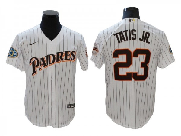 San Diego Padres #23 Fernando Tatís Jr. White Vintage Jersey