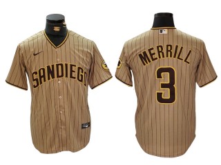 San Diego Padres #3 Jackson Merrill Sand Cool Base Jersey