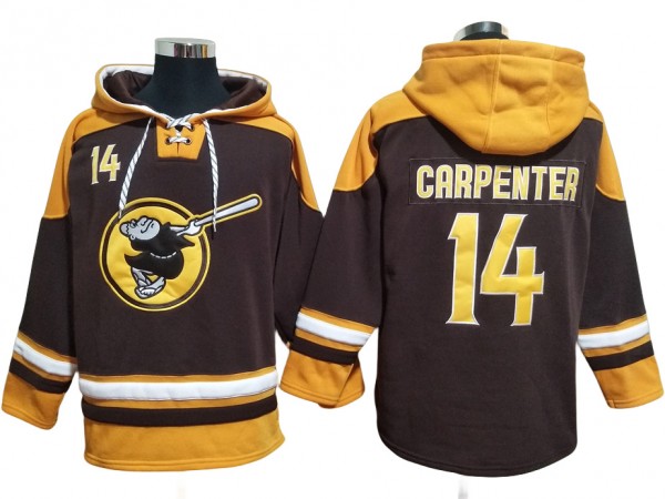 San Diego Padres #14 Matt Carpenter Brown Pullover Hoodie