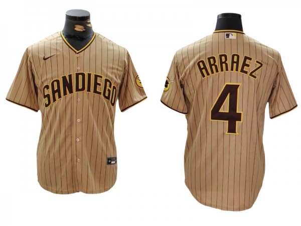 San Diego Padres #4 Luis Arraez Sand Alternate Cool Base Jersey