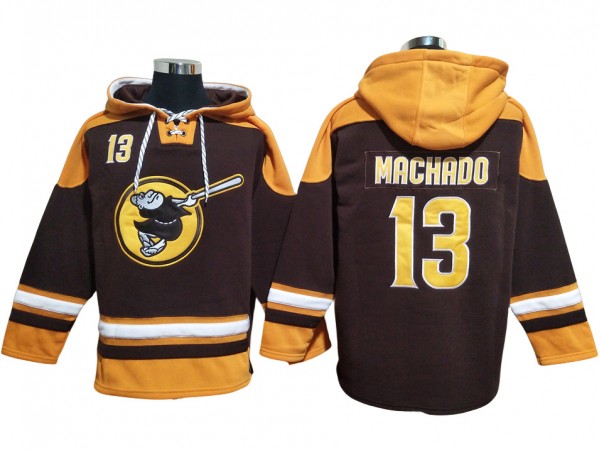 San Diego Padres #13 Manny Machado Brown Pullover Hoodie