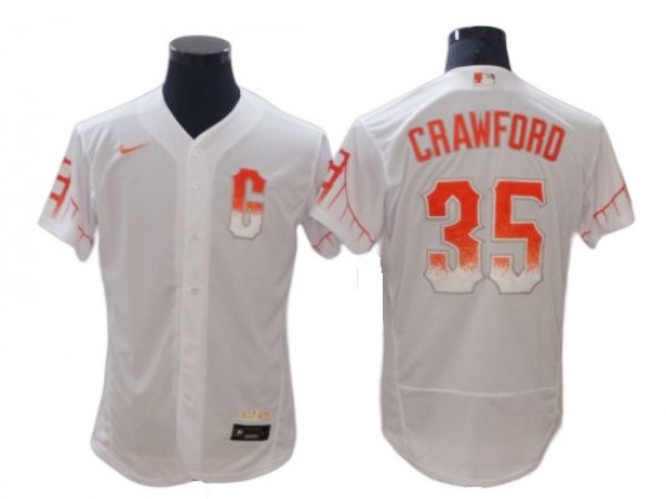 San Francisco Giants #35 Brandon Crawford White City Connect Flex Base Jersey